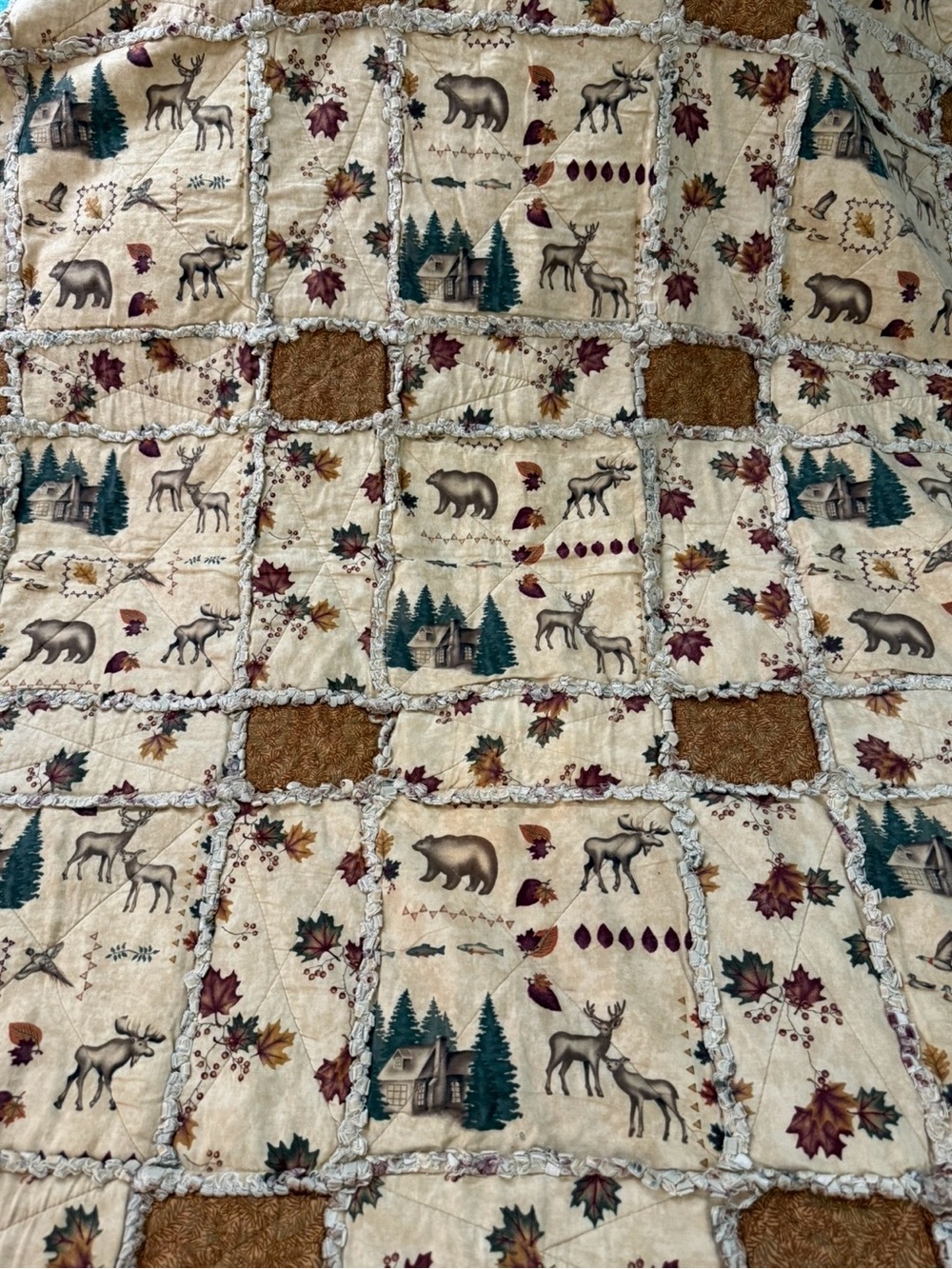 Wildlife Tan 47” X 71” Handmade Quilt - Picture 2 of 12